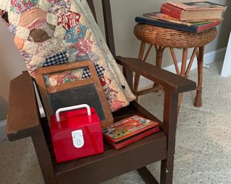 Vintage baby quilt, child's rocker