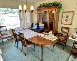 Vintage Drexel Dining Table & China Hutch