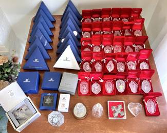 Swarovski Crystal Annual Snowflake Ornaments & Waterford 12 Days of Christmas Ornaments