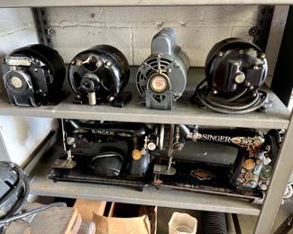 Vintage General Electric AC Motors; Antique Singer Sewing Machines