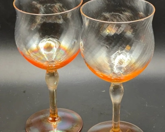 (2) Opalescent Orange Stemware
