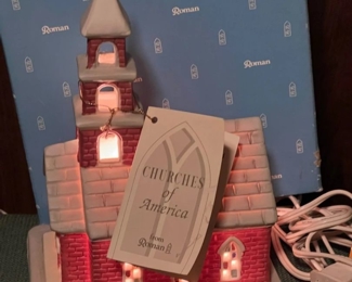 (3) Roman Light-Up Christmas Churches

