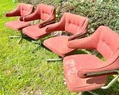 (4) Stoneville Furniture Co Mid Century Post Modern Chrome Swivel Office Chairs
