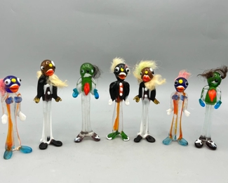 (7) Murano Style Glass Clowns

