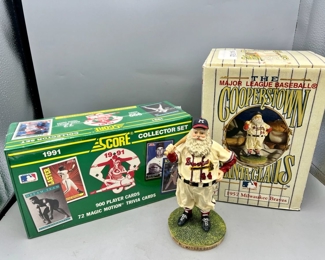 1991 Score Collector Set & Cooperstown Santa Claus Figurine
