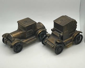 Two Cast Iron Automobile Banks With Keys

