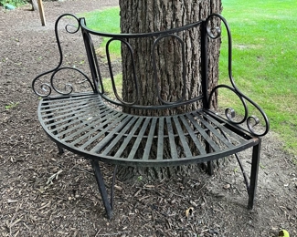 Half round garden bench