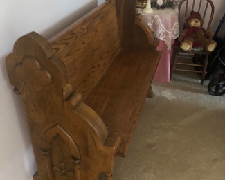vintage carved church pew bench