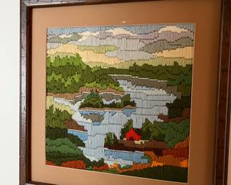 Framed Embroidered landscape