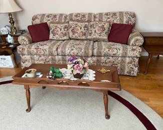 Vintage floral sofa and coffee table
