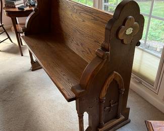 Vintage hand carved church pew