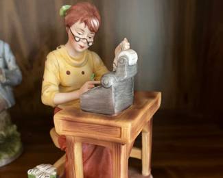 Vintage Lefton porcelain figurine typist/writer