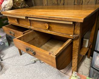 Antique Primitive Wooden Possum Belly work table
