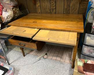 Antique Primitive Wooden Possum Belly work table