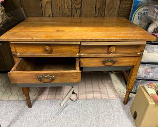 Antique Primitive Wooden Possum Belly work table