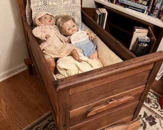 Antique wooden platform cradle