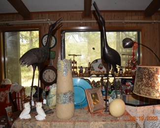 pair of vintage bronze birds, Erins Pottery