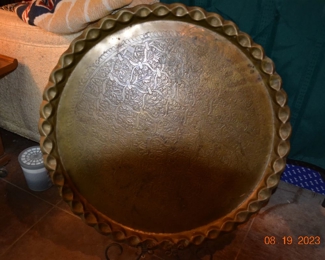 very large brass tray
