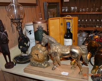 Antique mid century horse clock - keeps time!