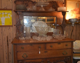 Antique Oak mirrored buffet