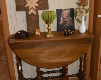 Antique Oak drop leaf table - original art - Carolyn Lindsay