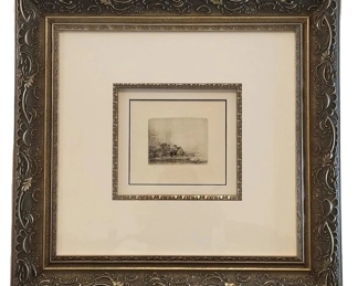 Rembrandt Landscape Etching Framed