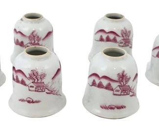 6 Chinese Red and White Porcelain Bell Vases