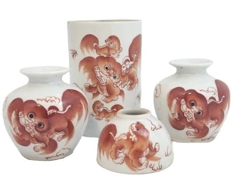 Chinese Foo Dog Lion Porcelain Lot 
