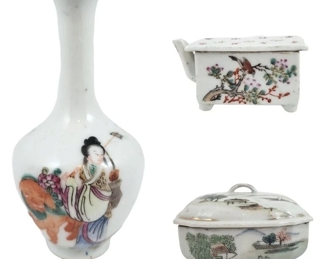 Lot of 3 Chinese Hand Painted Porcelain Ceramics