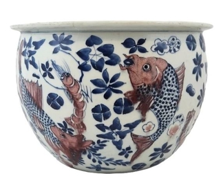 Chinese Pottery Ceramic Fish Bowl Jardiniere