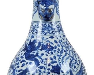 Chinese Blue and White Dragon Vase