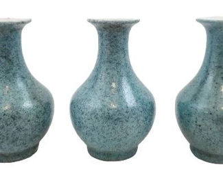 3 Robin's Egg Glazed Porcelain Vases