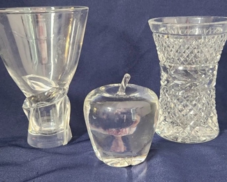 Lot of Steuben Vase, Apple & Waterford Crystal