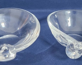 Pair of Signed Steuben Crystal Dishes