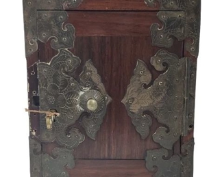 Vintage L.S.H. Shanghai Wood & Brass Jewelry Box