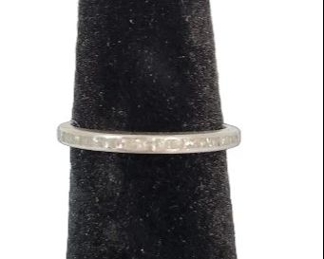 Ladies 90% Platinum Wedding Band with Diamonds