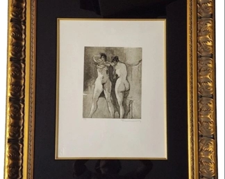 Itzchak Tarkay Nude Reflection Gentle Pose Etching