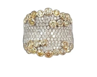 Stunning 14k Gold Cocktail Ring with Many Diamonds
