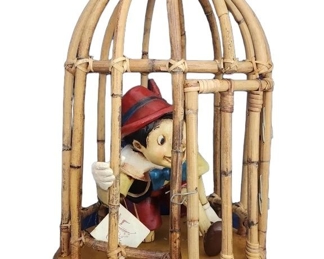Yab 1998 Pinocchio in Cage Big Fig Wood Sculpture
