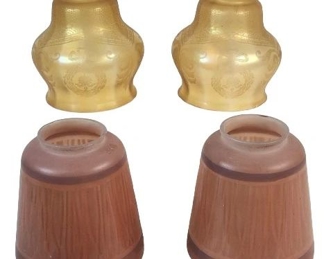 Four Glass Arts Crafts Lamp Shades including Czech