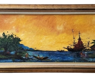 Large Signed Original Seascape Oil Painting