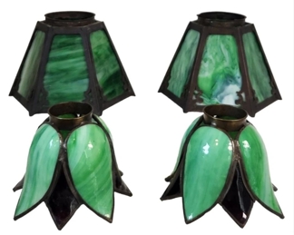 Four Vintage or Antique Slag Glass Lamp Shades