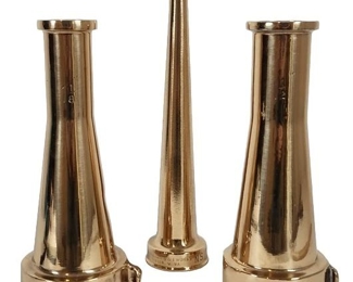 3 Clean Brass Fire Hoze Nozzles including Elkhart