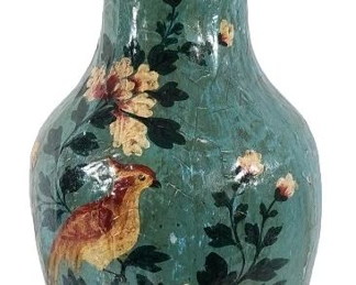 Large Vintage English Paper Mache Decorative Vase