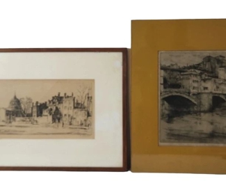 2 Vintage or Antique Engravings Signed in Pencil