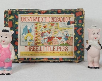 Disney 3 Little Pigs Borgfeldt Bisque Figurines