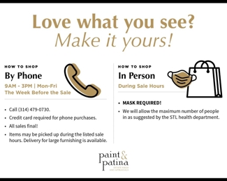 FIRST IN=FIRST DIBS!  Sign up to be the first to shop! Copy and paste link below: https://www.signupgenius.com/go/10C0C4DA9AE22A1F49-paint105   