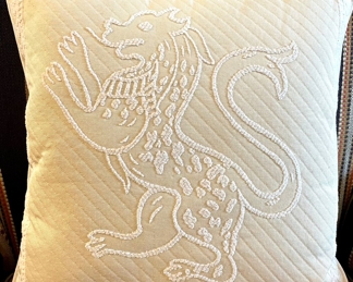 $48; 13" x 13"; dragon pillow with butterfly on reverse side 