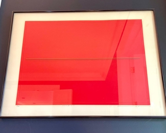 SOLD: 28.5" x 21"; Kiyoshi Hamada work 79-8-3; 1979; silk screen on paper; framed and signed edition 34/60 Pricing available with conversation at 314-479-0730.          