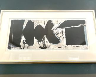 SOLD: 48.75" x 27"; "Elegy Black Black" by Robert Motherwell lithograph print numbered 23/98.Pricing available with conversation at 314-479-0730. 
